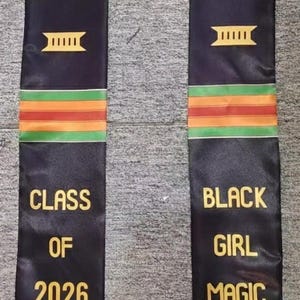 Black Girl Magic, Class of 2026 - Authentic Kente Cloth Graduation Stole