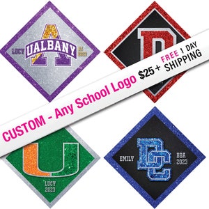 Create Any High school, College Logo Graduation Cap Topper for 25. Free 1 day shipping. Grad Cap Topper Design Assistance - Custom