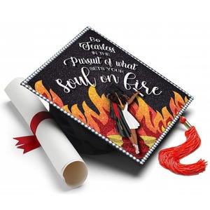 Grad Cap Topper Set Your Soul on Fire , Graduation Cap Decorations by Tassel Toppers