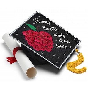 Printed Graduation Cap Topper, Shape Little Minds, Future Teacher, Inspired Graduation Decor by Tassel Toppers