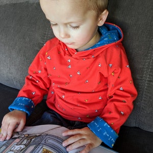 Red Blue Airplane Reversible Sweatshirt Hoodie, Boys soft double layer sweatshirt, Paper Airplanes, Kids Clothes, Boys Long Sleeved Top