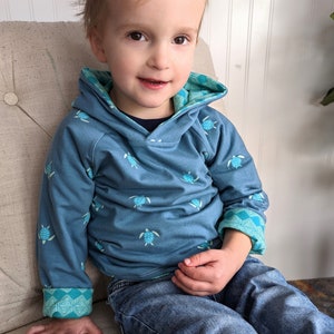 Teal Turtles Reversible Sweatshirt Hoodie, Boys or Girls soft double layer sweatshirt, Kids Clothes, Boys Girls Long Sleeved Top, Beach Sea