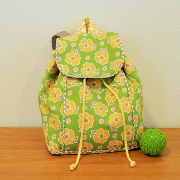 Toddler Backpack in Flowers and Green