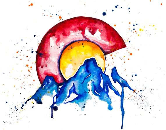 colorado logo mountain watercolor
