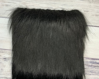 Pre cut 5 inch square luxury faux fur fabric, DIY fur pom pom, Black fake fur 6” when finished make your own pom pom