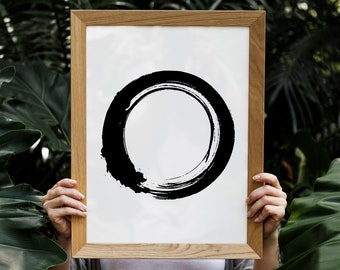 Black & White Print, Zen Circle, Yoga Print, Zen Buddhist Print, Enso INSTANT DOWNLOAD, Modern Printable, 18x24 Poster, Minimalist Circle