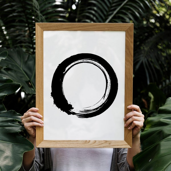 Black & White Print, Zen Circle, Yoga Print, Zen Buddhist Print, Enso INSTANT DOWNLOAD, Modern Printable, 18x24 Poster, Minimalist Circle