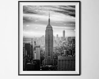 New York Print, NYC Print, Black & White Photo, City Print, Travel Printable, INSTANT DOWNLOAD, Modern Home Decor, Empire State Building