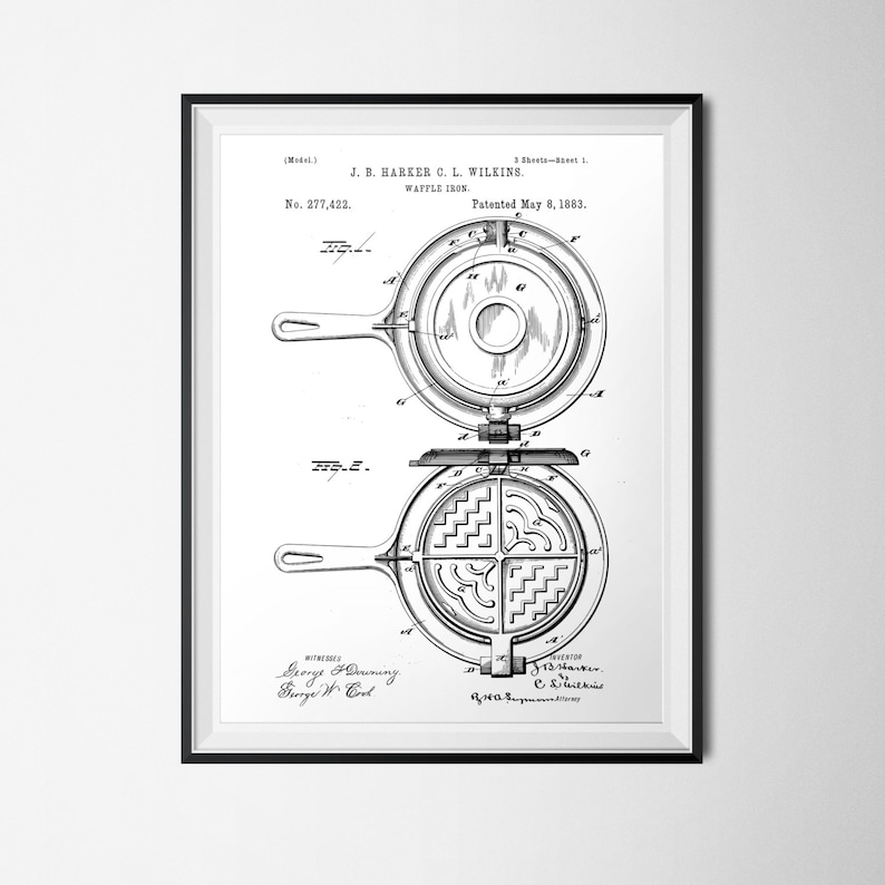 Waffle Iron Patent Cooking INSTANT DOWNLOAD Waffle Etsy
