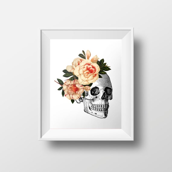 Day of the Dead Skull Print INSTANT DOWNLOAD Flower Crown | Etsy