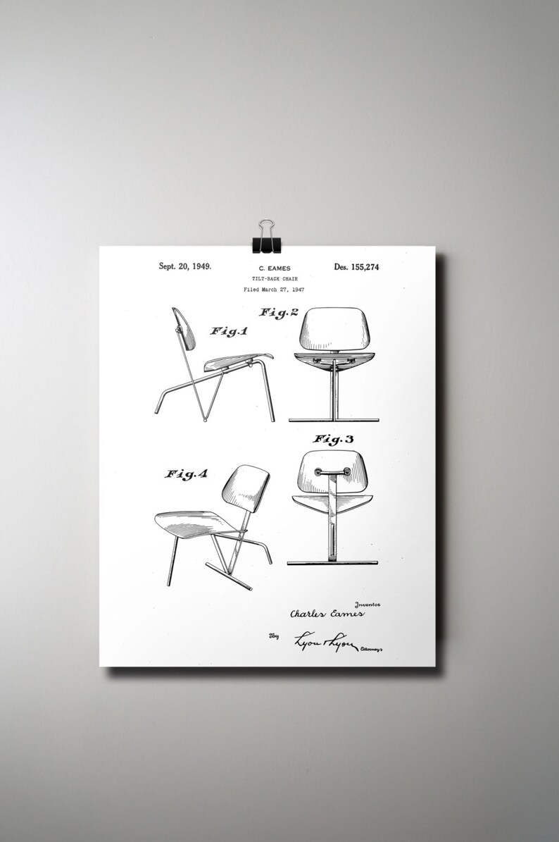Eames Chair Patent INSTANT DOWNLOAD Chair Printable Black Etsy