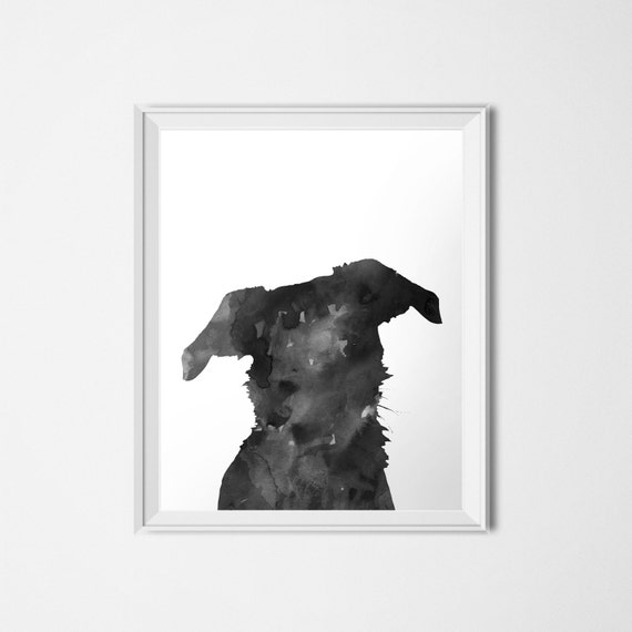 Items similar to Dog Print, Black Watercolor Print, Dog Lover Art Dog