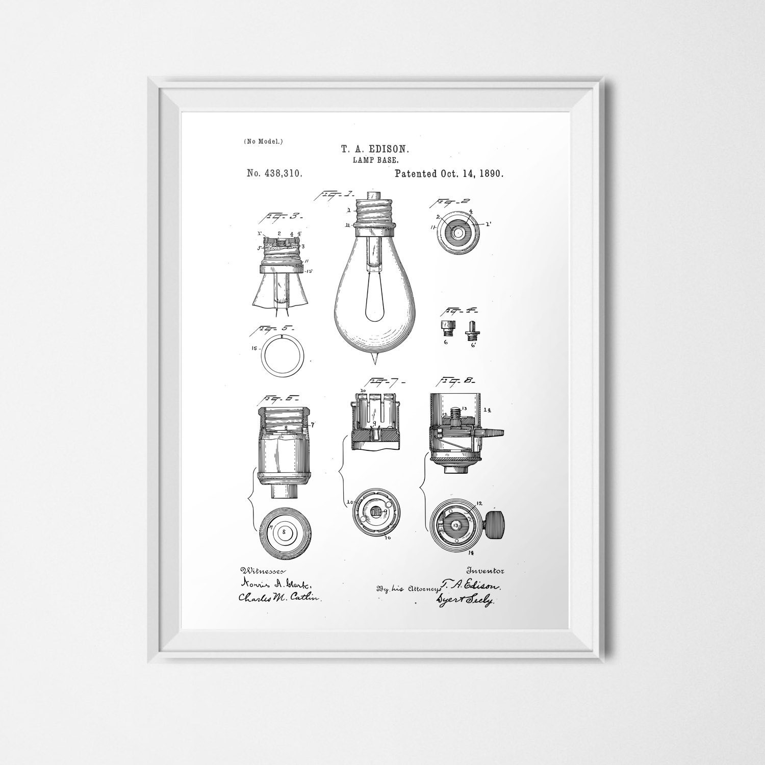 Edison Light Bulb Patent Patent Print INSTANT DOWNLOAD | Etsy