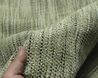 Green tweed fabric, stripe tweed fabric, Autumn fabric,fabric by the yard