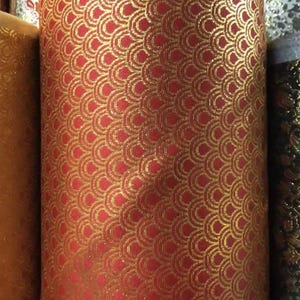 Red gold/gold pattern jacquqard fabric, cosplay dress fabric