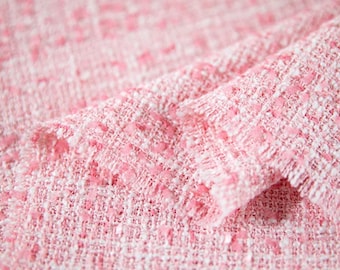 3Color light pink/off-white/light blue color fabric, woven tweed fabric, Autumn fabric, by the yard