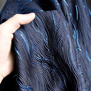 Hochwertiger Jacquard-Stoff, marineblauer Jacquard, glänzender Hochzeitskleid-Stoff, für Cosplay