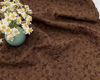 Soft and stretchy fabric, retro brown jacquard fabric, textured flower jacquard fabric, spring/summer dress qipao set fabric