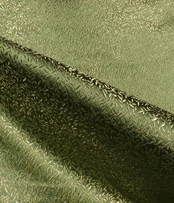 Wide Brocade Fabric, Olive Green Brocade Fabric, Small Leaves Brocade Fabric, Qipao Fabric, Jacquard Fabric