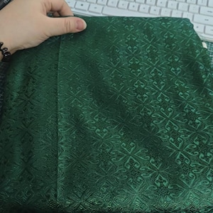 Dunkelgrüner Brokat Satin Stoff, Jacquard Stoff, Chinesisches Muster Stoff, für Cosplay