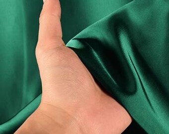 Green Series - Dark Green Color Acetate Satin Fabric with Bright Gloss, Lightweight and Smooth Fabric, Wedding Bridesmaid Dress Fabric