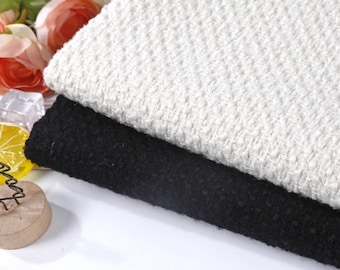 Spring and Autumn Fabric, Black/Off-white Color Wool Fabric, Tweed Fabric,  by the yard
