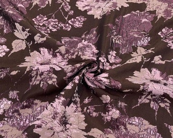 High Quality Dark pink brown fabric, double-sided glossy jacquard fabric, skin friendly and shiny silk jacquard fabric, DIY jacquard