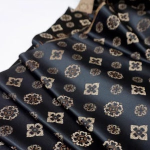 High-quality black color brocade fabric, jacquard brocade fabric, by the yard