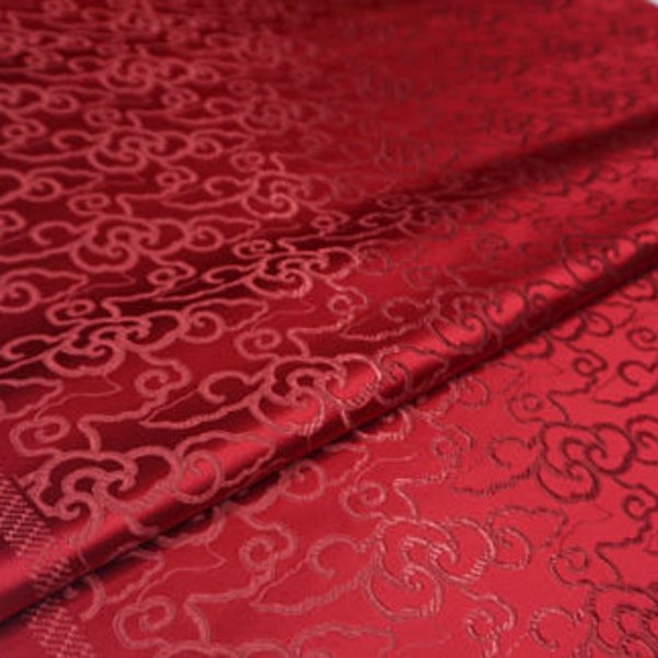 Red color brocade fabric, jacket dress fabric, jacquard brocade fabric, by the yard