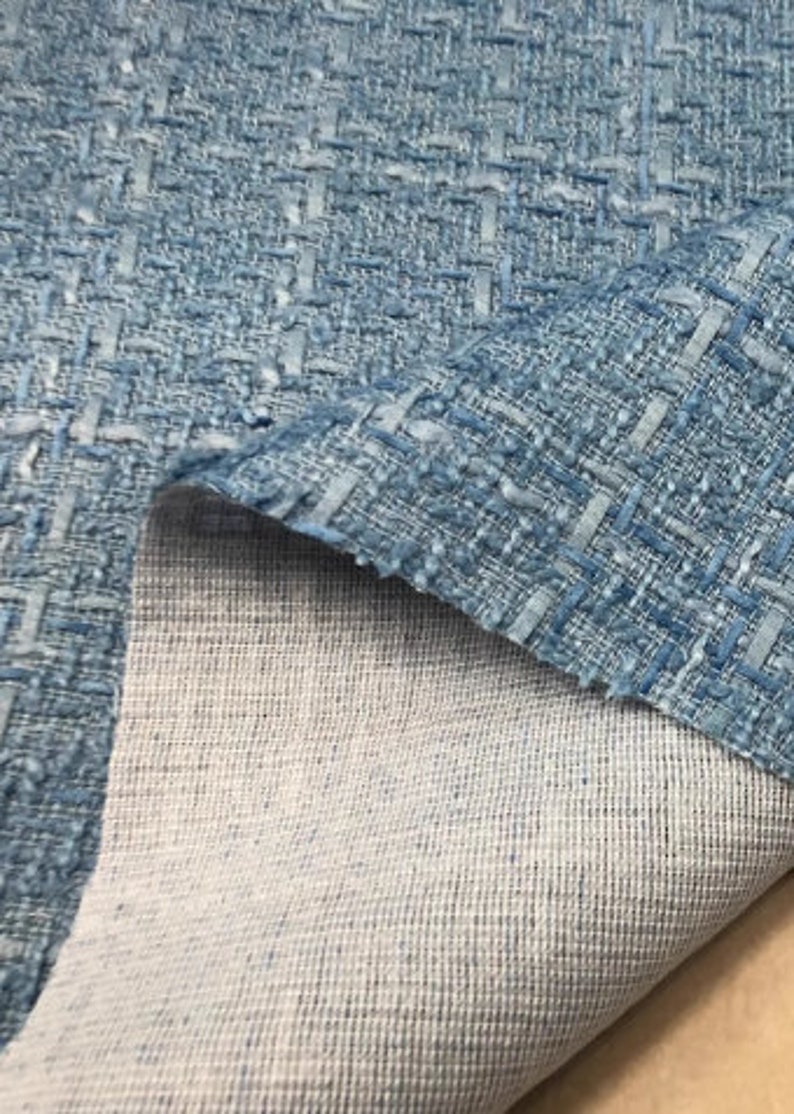 ON SALE,Autumn and Winter fabric, light grey blue color fabric, woven tweed fabric, , by the yard image 1