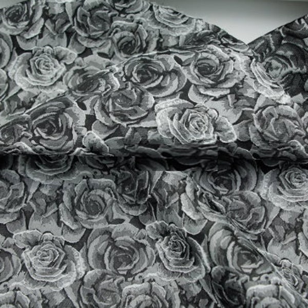 20%OFF-Fashion jacuqard fabric, black grey rose style jacquard fabric, wedding fabric, by the yard