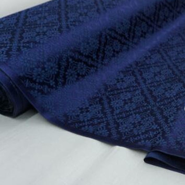 Navy blue color brocade fabric, jacquard brocade fabric, by the yard