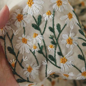 Wholesale, 6 Color Daisy fabric, Cotton linen fabric, Embroidered daisy fabric, Curtains fabric, Tablecloth fabric, Ramie fabric,