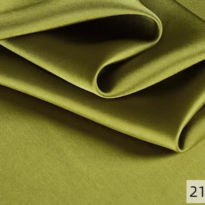 Green Series - Olive Green Color Acetate Satin Fabric with Bright Gloss, Lightweight and Smooth Fabric, Wedding Bridesmaid Dress Fabric