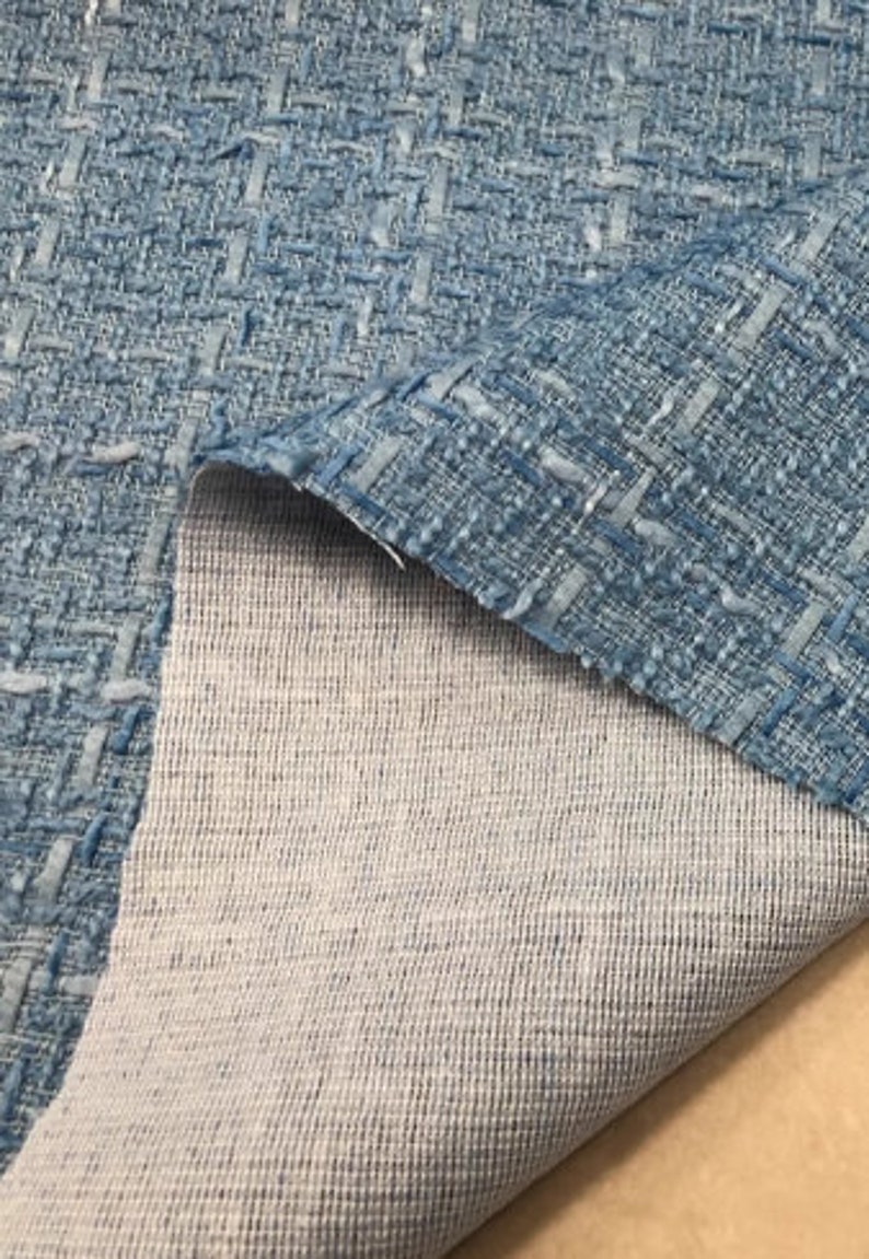 ON SALE,Autumn and Winter fabric, light grey blue color fabric, woven tweed fabric, , by the yard image 5
