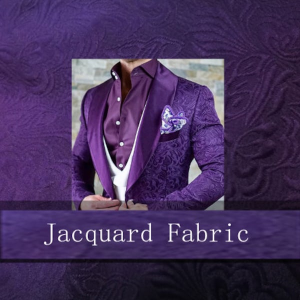 3 Color High quality jacquard fabric, purple/black/off-white color jacquard fabric, wedding jacquard fabric, wedding jacket tie fabric