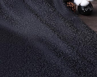 Black Color Brocade Satin Fabric, High-end Nylon Fabric, Jacquard Fabric, Fabric by the yard