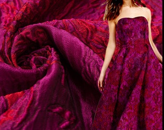 High quality jacquard fabric, rose red color jacquard fabric, wedding dress fabric, for cosplay