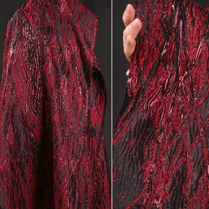 Black red color jacquard fabric, fashion jacquard fabric, jacket dress fabric, wedding fabric, by the yard
