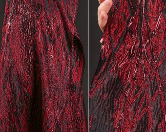Black red color jacquard fabric, fashion jacquard fabric, jacket dress fabric, wedding fabric, by the yard