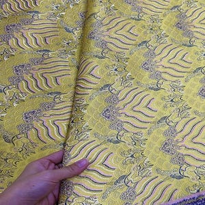 Gold yellow color brocade fabric, jacket dress fabric, jacquard brocade fabric, by the yard-59inches wide