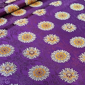 Purple style brocade fabric with flower pattern, jacquard brocade fabric, by the yard