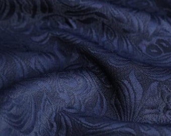 High quality jacquard fabric, navy blue color jacquard fabric, wedding jaquard fabric, by the yard