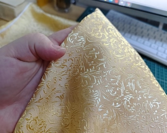 Light Gold Color Brocade Satin Fabric, High-end Nylon Fabric, Jacquard Fabric, Fabric by the yard