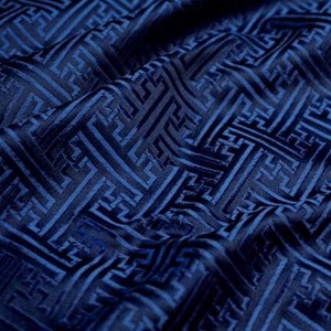 Navy blue color brocade fabric, jacquard brocade fabric, by the yard