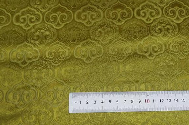 Olive Green Brocade Fabric, Ruyi Cloud Pattern Jacquard Fabric, Fabric ...