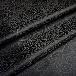 Black brocade fabric, jacquard fabric, clouds fabric, Chinese fabric, by the yard