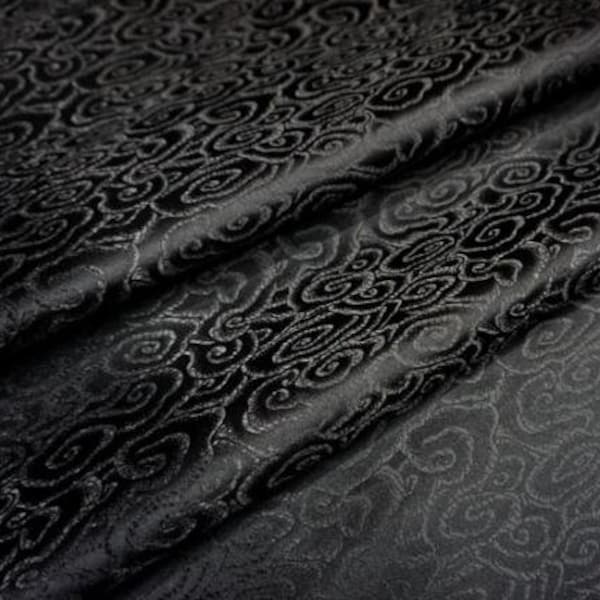 Tissu brocart noir, tissu jacquard, tissu nuages, tissu chinois, par mètre