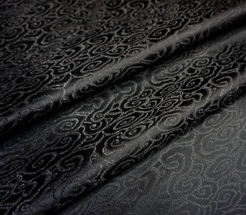 Black Brocade Fabric, Jacquard Fabric, Clouds Fabric, Chinese