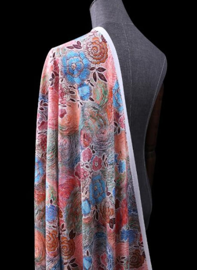 114 cm for wedding silk dress fabric -FXY-45 Wide 100/% Flower silk crepe fabric with color flower pattern 16mm